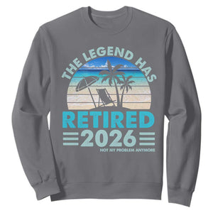 The Legend Has Retired 2026 Sweatshirt Vintage Tropical Beach Sunset Graphic Ocean Vibes TS10 Charcoal Print Your Wear