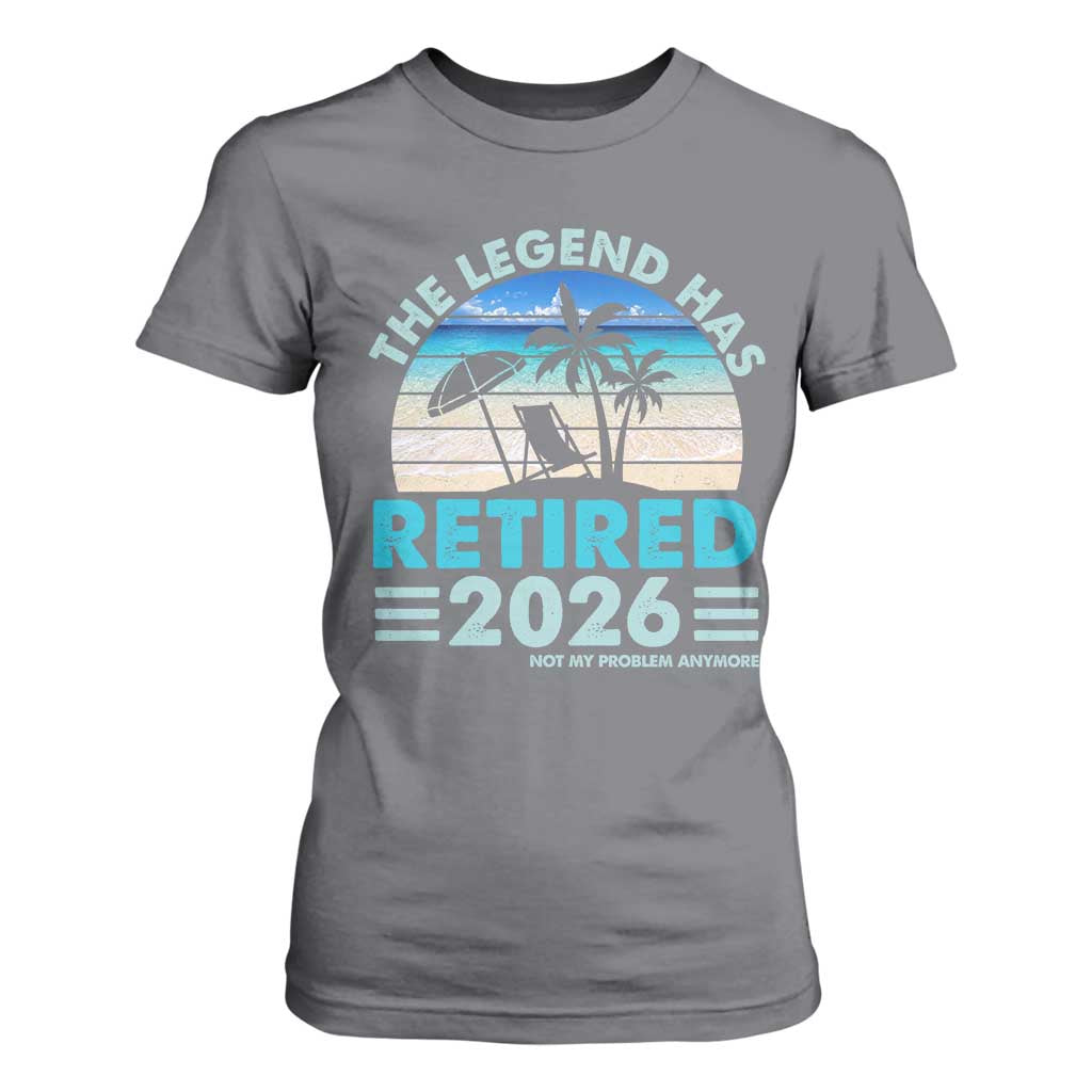 The Legend Has Retired 2026 T Shirt For Women Vintage Tropical Beach Sunset Graphic Ocean Vibes TS10 Charcoal Print Your Wear