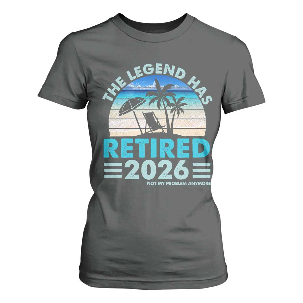 The Legend Has Retired 2026 T Shirt For Women Vintage Tropical Beach Sunset Graphic Ocean Vibes TS10 Dark Heather Print Your Wear