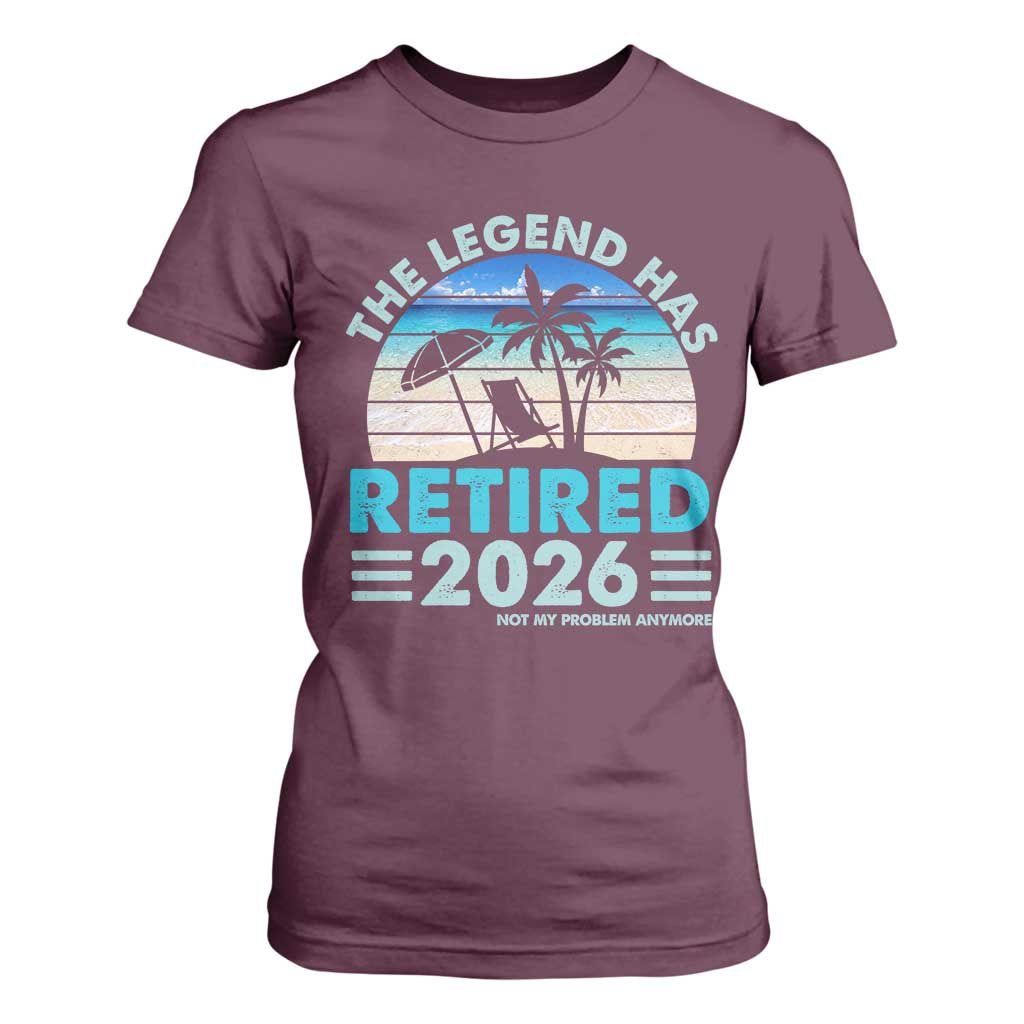 The Legend Has Retired 2026 T Shirt For Women Vintage Tropical Beach Sunset Graphic Ocean Vibes TS10 Maroon Print Your Wear