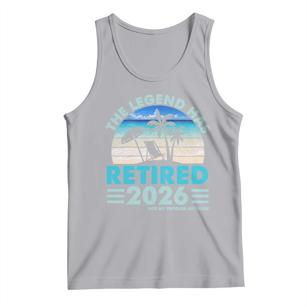 The Legend Has Retired 2026 Tank Top Vintage Tropical Beach Sunset Graphic Ocean Vibes TS10 Athletic Heather Print Your Wear