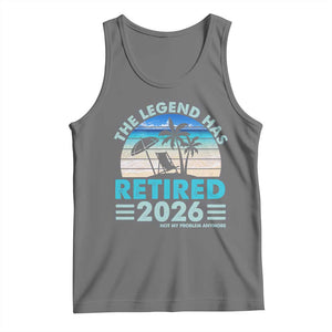 The Legend Has Retired 2026 Tank Top Vintage Tropical Beach Sunset Graphic Ocean Vibes TS10 Black Heather Print Your Wear
