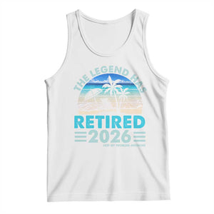 The Legend Has Retired 2026 Tank Top Vintage Tropical Beach Sunset Graphic Ocean Vibes TS10 White Print Your Wear