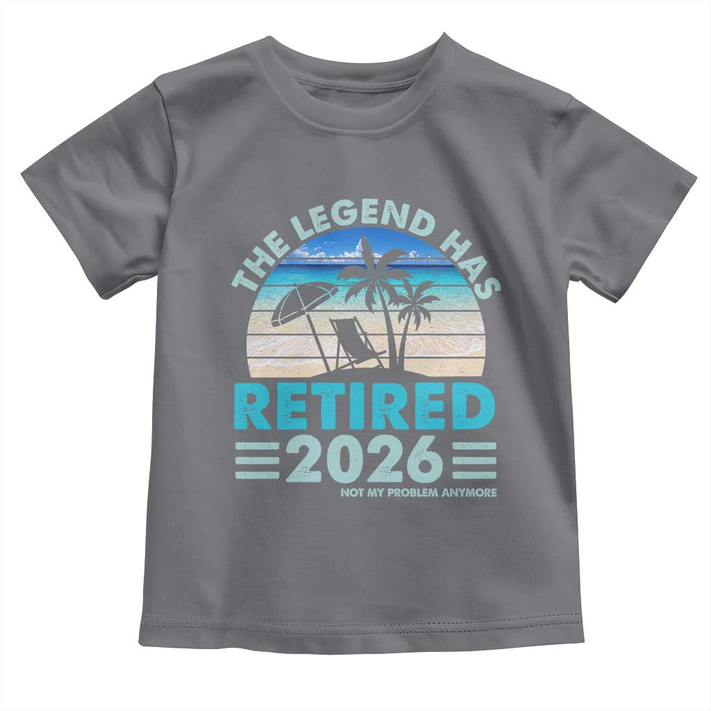 The Legend Has Retired 2026 Toddler T Shirt Vintage Tropical Beach Sunset Graphic Ocean Vibes TS10 Charcoal Print Your Wear