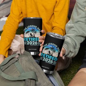 The Legend Has Retired 2026 Tumbler Cup Vintage Tropical Beach Sunset Graphic Ocean Vibes