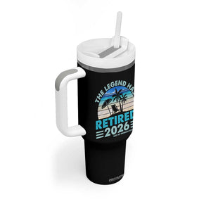 The Legend Has Retired 2026 Tumbler With Handle Vintage Tropical Beach Sunset Graphic Ocean Vibes