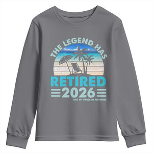 The Legend Has Retired 2026 Youth Sweatshirt Vintage Tropical Beach Sunset Graphic Ocean Vibes TS10 Charcoal Print Your Wear