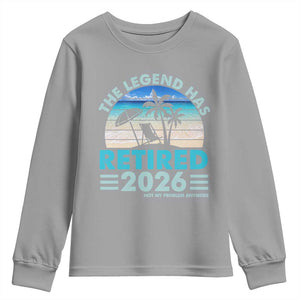 The Legend Has Retired 2026 Youth Sweatshirt Vintage Tropical Beach Sunset Graphic Ocean Vibes TS10 Sport Gray Print Your Wear