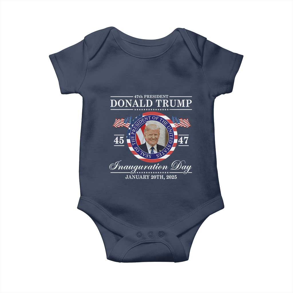 President Donald Trump Inauguration Day 2025 Memorabilia Baby Onesie TS10 Navy Print Your Wear