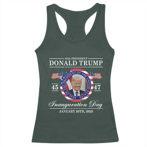 President Donald Trump Inauguration Day 2025 Memorabilia Racerback Tank Top TS10 Dark Forest Green Print Your Wear