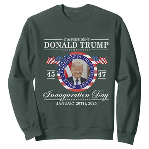 President Donald Trump Inauguration Day 2025 Memorabilia Sweatshirt TS10 Dark Forest Green Print Your Wear
