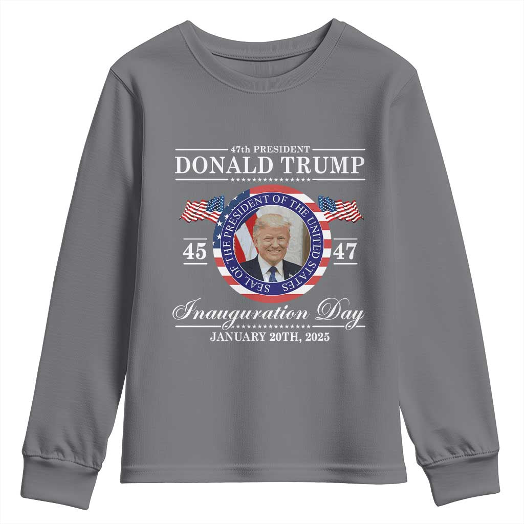 President Donald Trump Inauguration Day 2025 Memorabilia Youth Sweatshirt TS10 Charcoal Print Your Wear