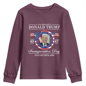 President Donald Trump Inauguration Day 2025 Memorabilia Youth Sweatshirt TS10 Maroon Print Your Wear