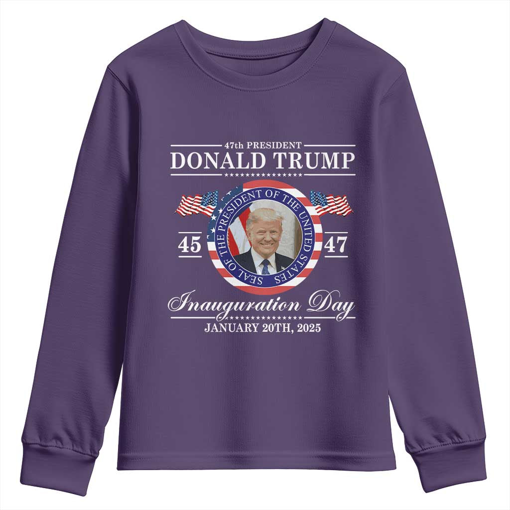President Donald Trump Inauguration Day 2025 Memorabilia Youth Sweatshirt TS10 Purple Print Your Wear
