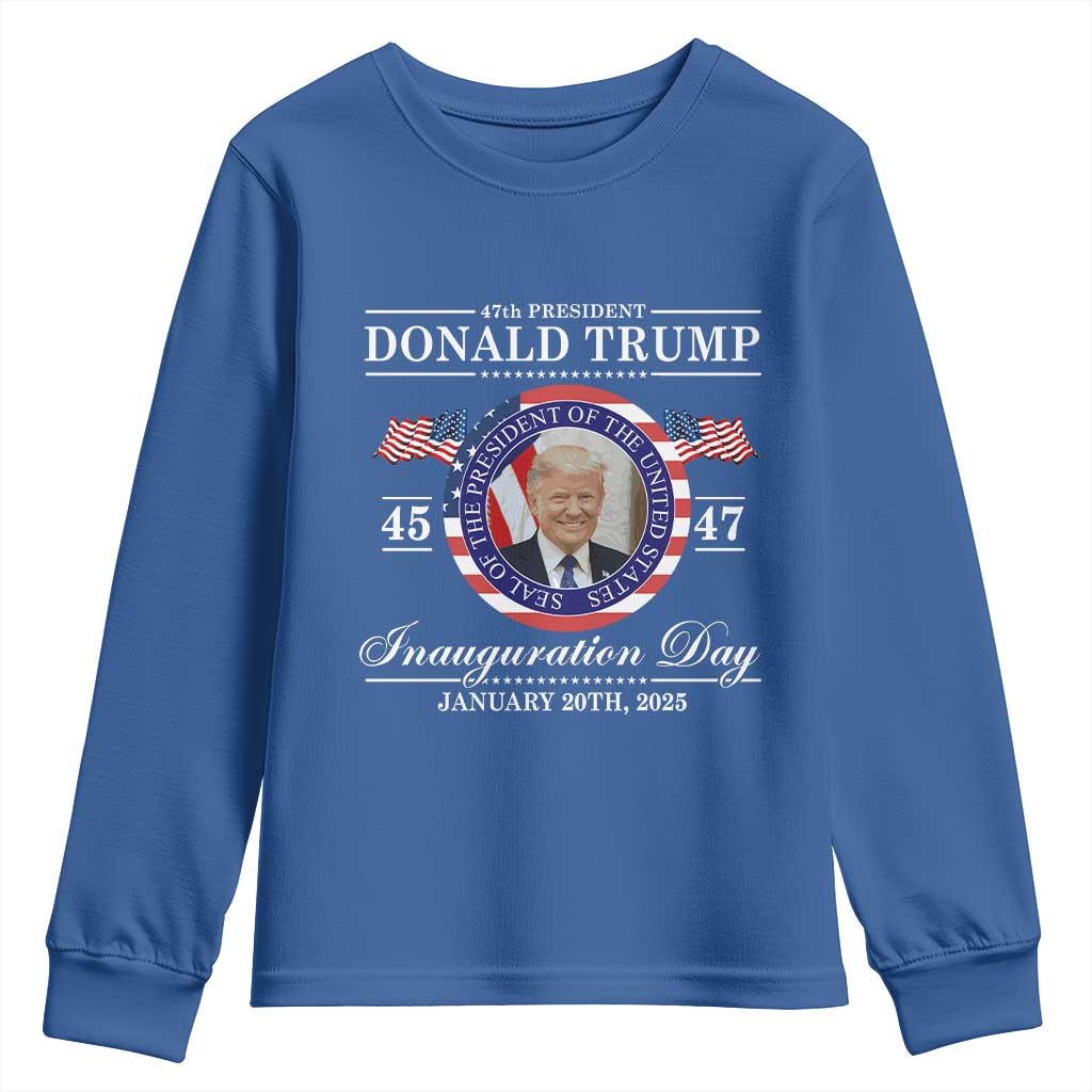 President Donald Trump Inauguration Day 2025 Memorabilia Youth Sweatshirt TS10 Royal Blue Print Your Wear