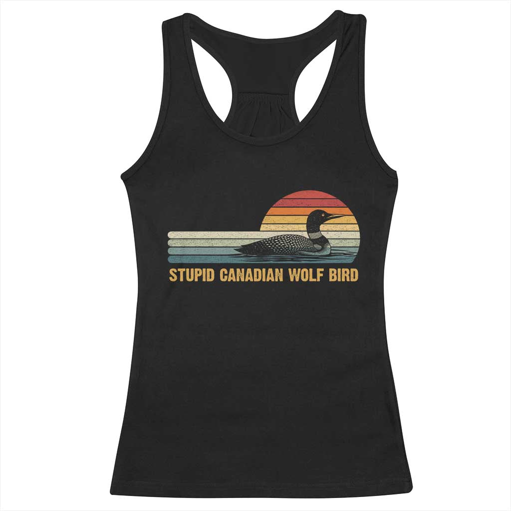 Stupid Canadian Wolf Bird Racerback Tank Top - Retro LGBT Hockey Fan Pride Tee TS10 Black Print Your Wear