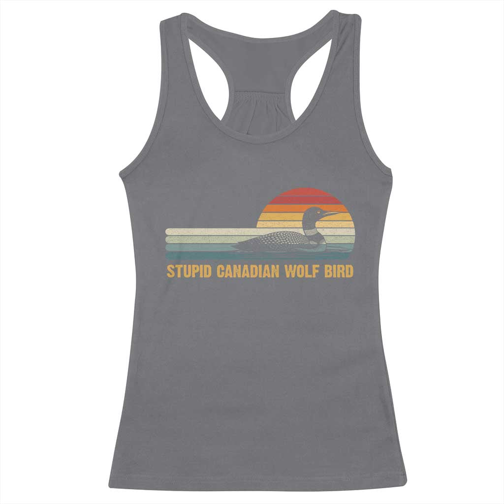 Stupid Canadian Wolf Bird Racerback Tank Top - Retro LGBT Hockey Fan Pride Tee TS10 Charcoal Print Your Wear