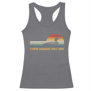 Stupid Canadian Wolf Bird Racerback Tank Top - Retro LGBT Hockey Fan Pride Tee TS10 Charcoal Print Your Wear