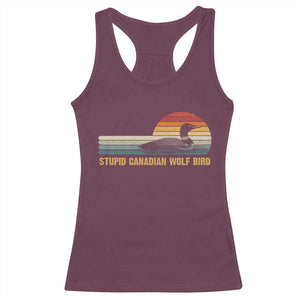 Stupid Canadian Wolf Bird Racerback Tank Top - Retro LGBT Hockey Fan Pride Tee TS10 Maroon Print Your Wear