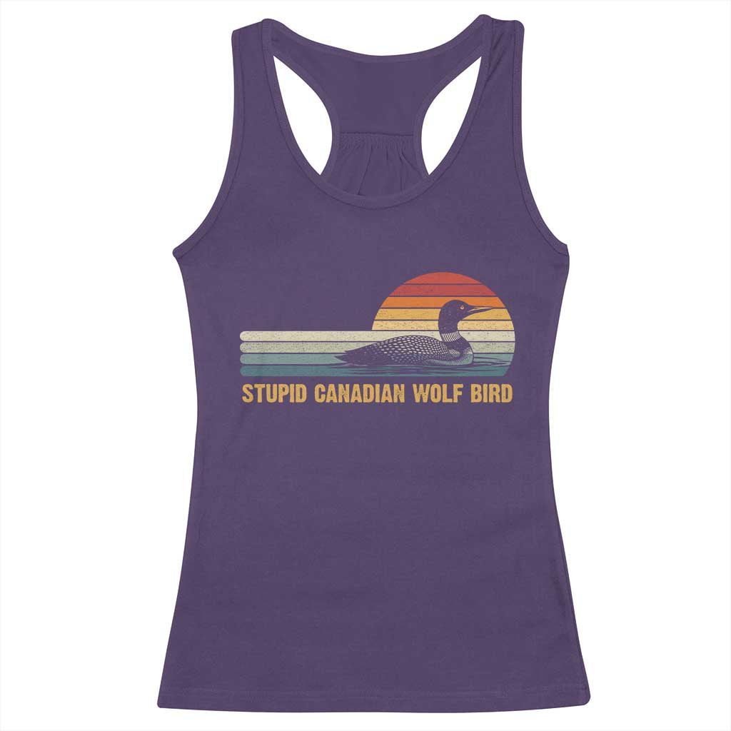 Stupid Canadian Wolf Bird Racerback Tank Top - Retro LGBT Hockey Fan Pride Tee TS10 Purple Print Your Wear