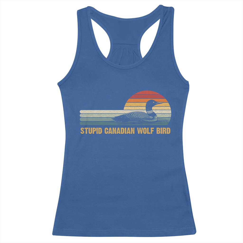 Stupid Canadian Wolf Bird Racerback Tank Top - Retro LGBT Hockey Fan Pride Tee TS10 Royal Blue Print Your Wear