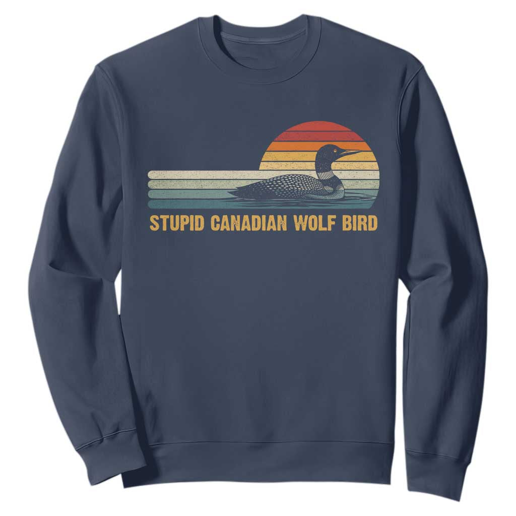 Stupid Canadian Wolf Bird Sweatshirt Retro LGBT Hockey Fan TS10 Navy Print Your Wear