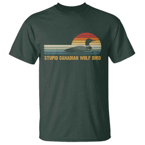 Stupid Canadian Wolf Bird T Shirt - Retro LGBT Hockey Fan Pride Tee TS10 Dark Forest Green Print Your Wear
