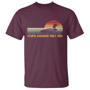 Stupid Canadian Wolf Bird T Shirt - Retro LGBT Hockey Fan Pride Tee TS10 Maroon Print Your Wear