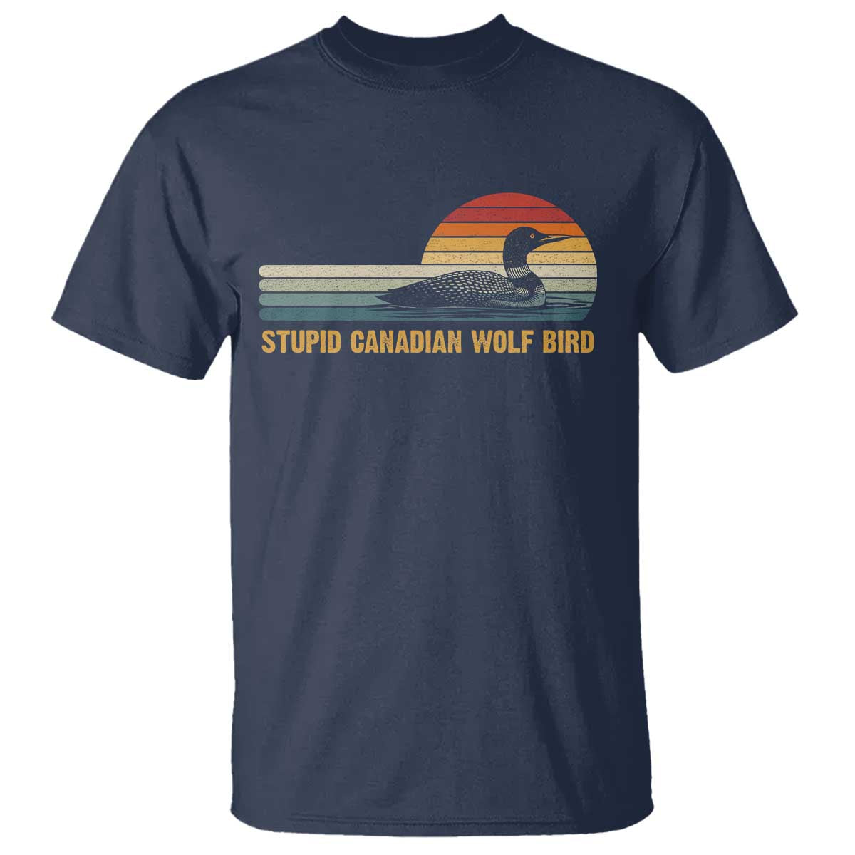 Stupid Canadian Wolf Bird T Shirt - Retro LGBT Hockey Fan Pride Tee TS10 Navy Print Your Wear