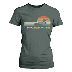 Stupid Canadian Wolf Bird T Shirt For Women Retro LGBT Hockey Fan TS10 Dark Forest Green Print Your Wear