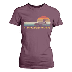 Stupid Canadian Wolf Bird T Shirt For Women Retro LGBT Hockey Fan TS10 Maroon Print Your Wear
