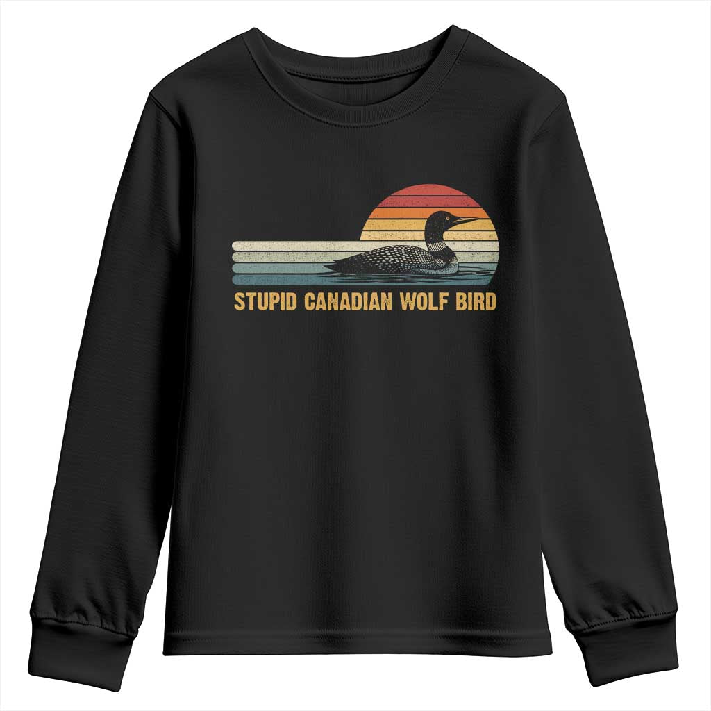 Stupid Canadian Wolf Bird Youth Sweatshirt Retro LGBT Hockey Fan TS10 Black Print Your Wear