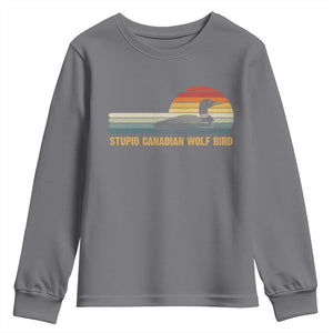 Stupid Canadian Wolf Bird Youth Sweatshirt Retro LGBT Hockey Fan TS10 Charcoal Print Your Wear