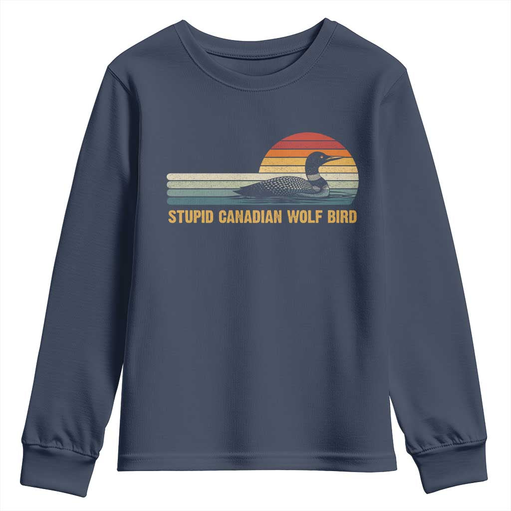 Stupid Canadian Wolf Bird Youth Sweatshirt Retro LGBT Hockey Fan TS10 Navy Print Your Wear