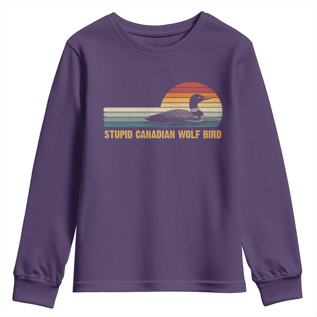 Stupid Canadian Wolf Bird Youth Sweatshirt Retro LGBT Hockey Fan TS10 Purple Print Your Wear