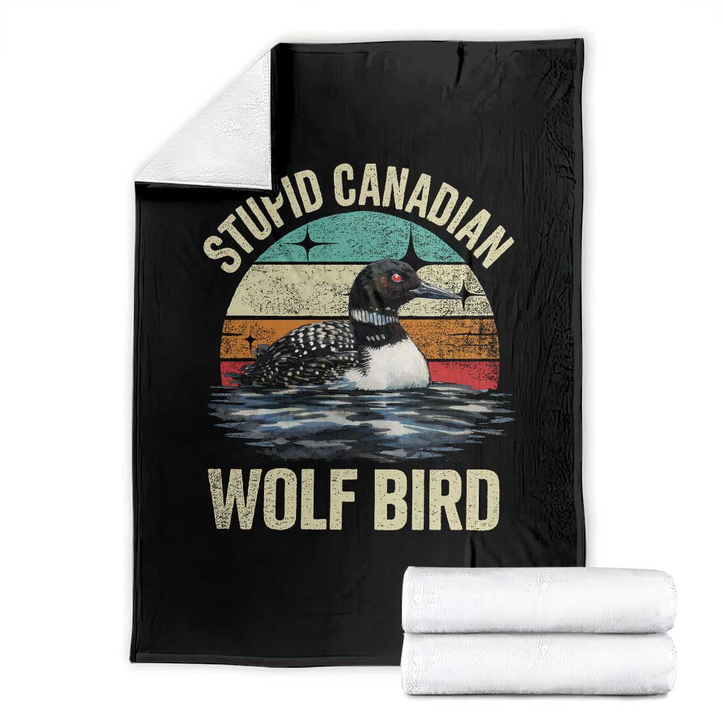 Stupid Canadian Wolf Bird Throw Blanket Funny Retro LGBT Romance Hockey Fan TS10 Black Print Your Wear