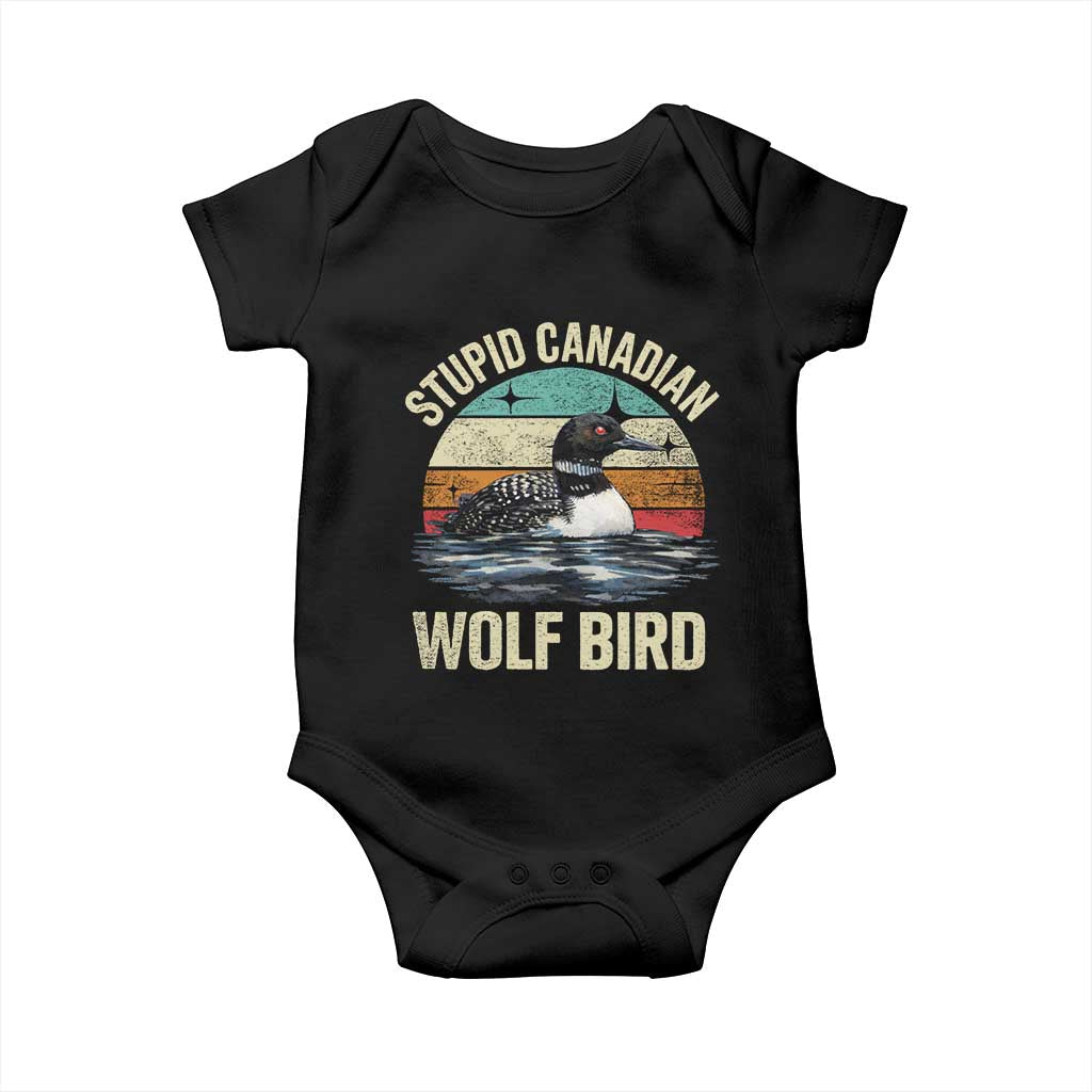 Stupid Canadian Wolf Bird Baby Onesie Funny Retro LGBT Romance Hockey Fan TS10 Black Print Your Wear