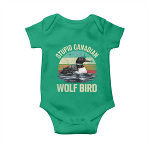 Stupid Canadian Wolf Bird Baby Onesie Funny Retro LGBT Romance Hockey Fan TS10 Irish Green Print Your Wear