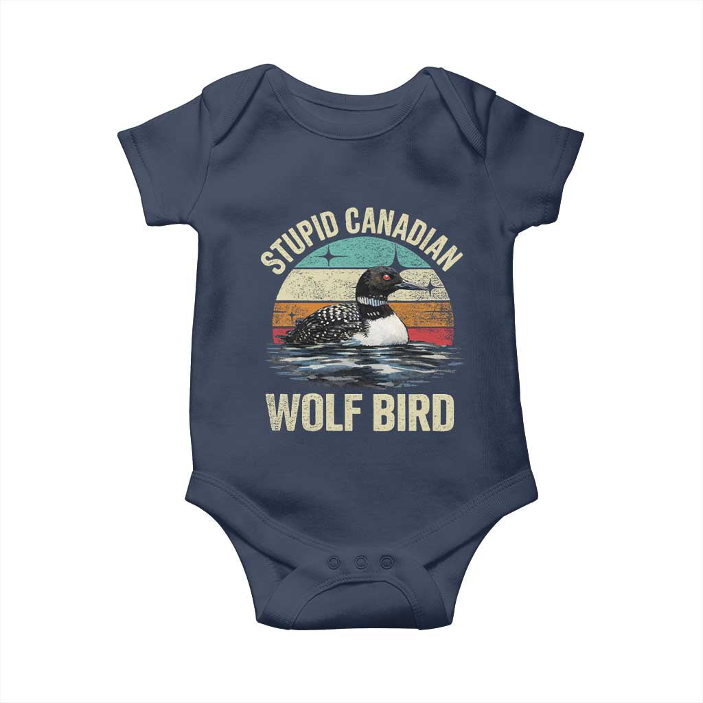 Stupid Canadian Wolf Bird Baby Onesie Funny Retro LGBT Romance Hockey Fan TS10 Navy Print Your Wear