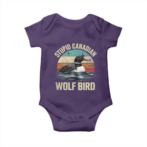Stupid Canadian Wolf Bird Baby Onesie Funny Retro LGBT Romance Hockey Fan TS10 Purple Print Your Wear