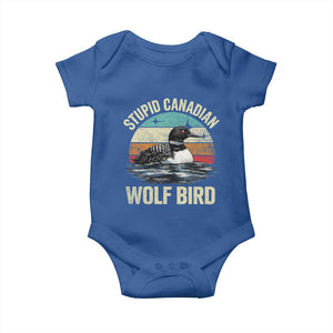 Stupid Canadian Wolf Bird Baby Onesie Funny Retro LGBT Romance Hockey Fan TS10 Royal Blue Print Your Wear