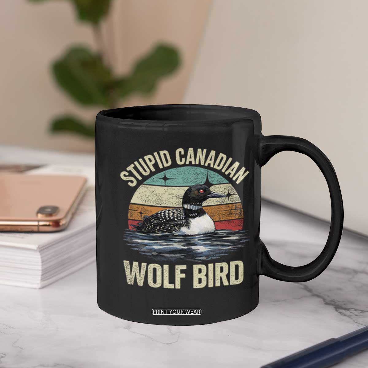 Stupid Canadian Wolf Bird Coffee Mug Funny Retro LGBT Romance Hockey Fan TS10 Print Your Wear