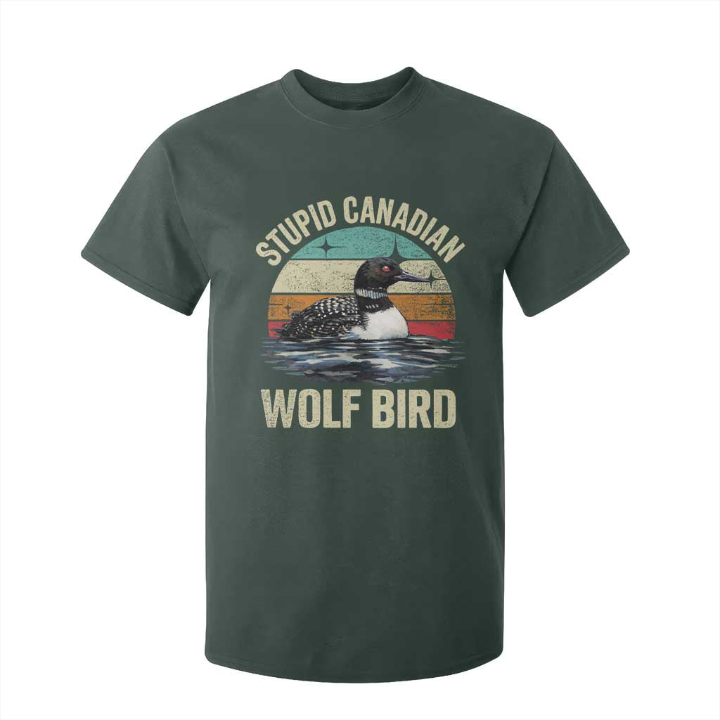 Stupid Canadian Wolf Bird T Shirt For Kid Funny Retro LGBT Romance Hockey Fan TS10 Dark Forest Green Print Your Wear