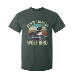 Stupid Canadian Wolf Bird T Shirt For Kid Funny Retro LGBT Romance Hockey Fan TS10 Dark Forest Green Print Your Wear