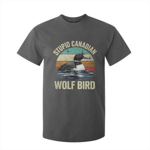Stupid Canadian Wolf Bird T Shirt For Kid Funny Retro LGBT Romance Hockey Fan TS10 Dark Heather Print Your Wear