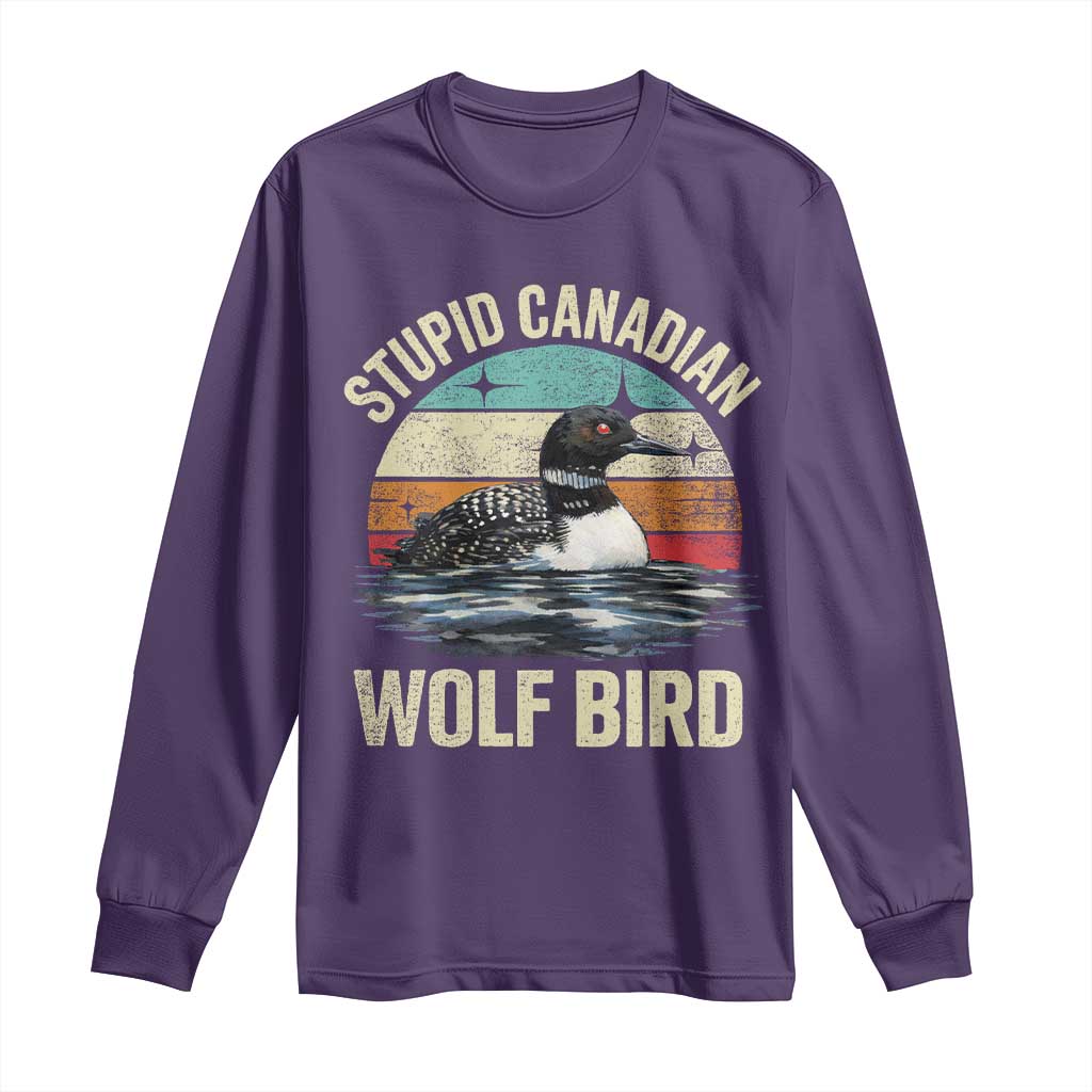 Stupid Canadian Wolf Bird Long Sleeve Shirt Funny Retro LGBT Romance Hockey Fan TS10 Purple Print Your Wear