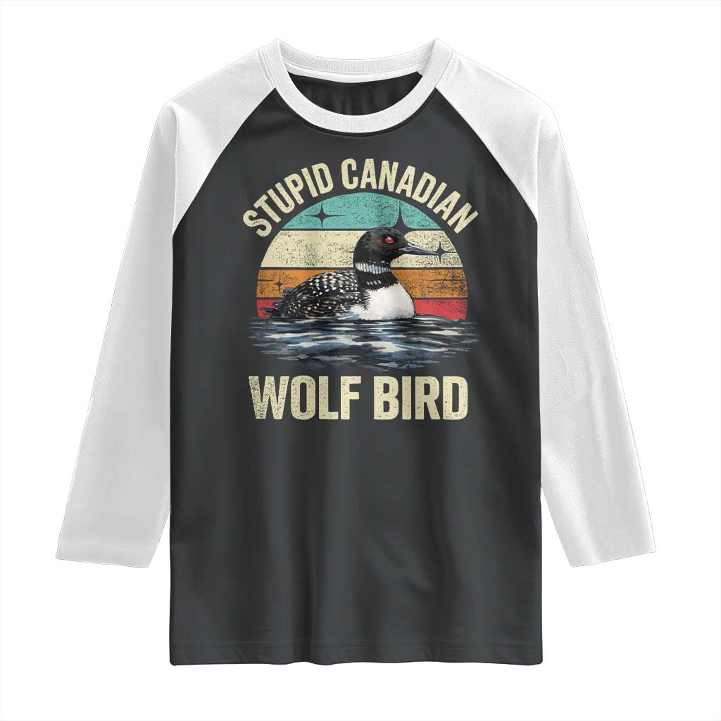 Stupid Canadian Wolf Bird Raglan Shirt Funny Retro LGBT Romance Hockey Fan TS10 Black White Print Your Wear