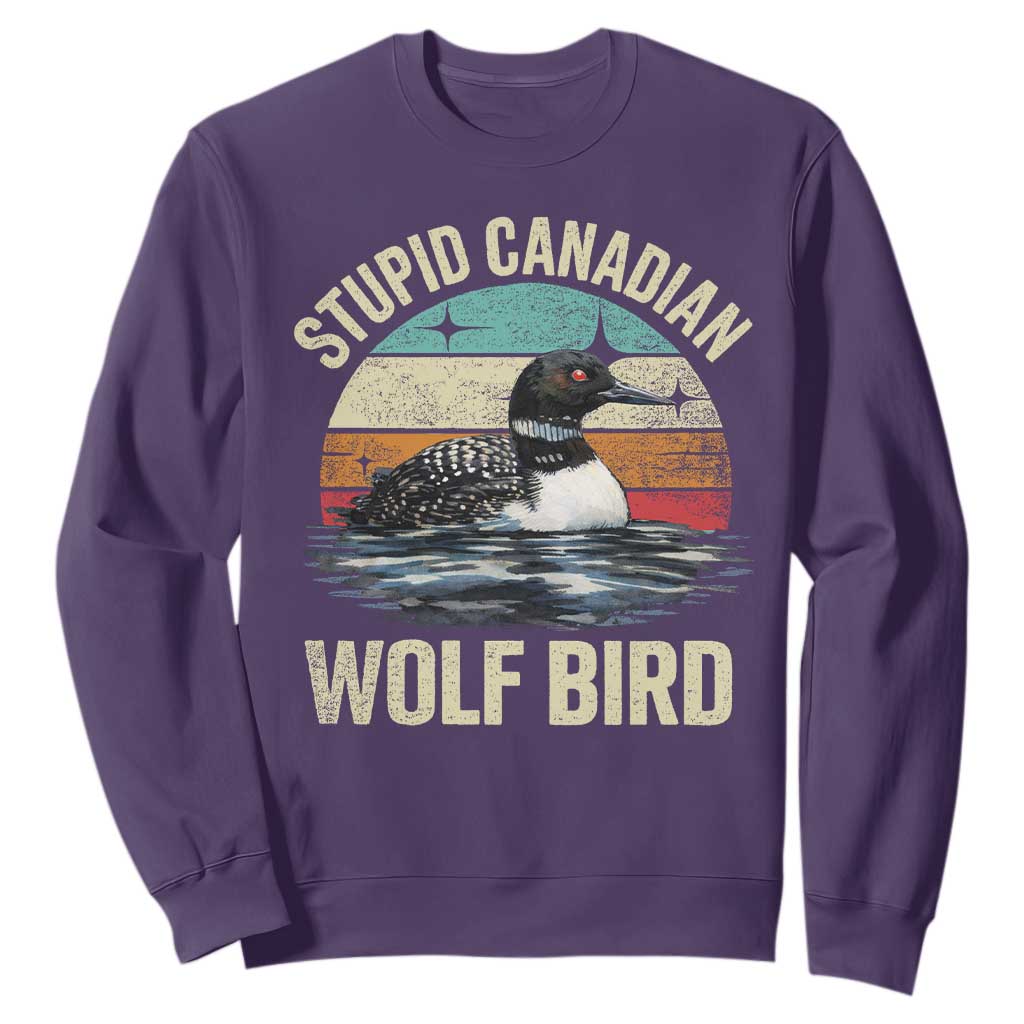 Stupid Canadian Wolf Bird Sweatshirt Funny Retro LGBT Romance Hockey Fan TS10 Purple Print Your Wear
