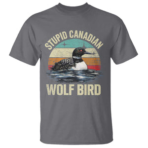 Stupid Canadian Wolf Bird T Shirt Funny Retro LGBT Romance Hockey Fan TS10 Charcoal Print Your Wear