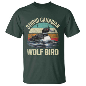 Stupid Canadian Wolf Bird T Shirt Funny Retro LGBT Romance Hockey Fan TS10 Dark Forest Green Print Your Wear